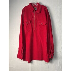 VTG Marlboro Shirt Men Extra Large Red Corduroy Baggy Overshirt Half Zip L #1448